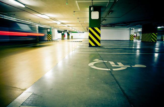 Parking Garage, Underground Interior With Car In Motion Blur